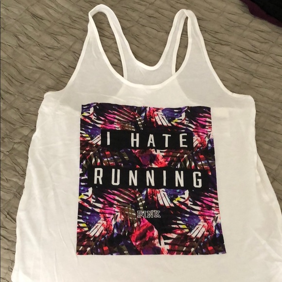 EUC PINK white sport tank top floral - Picture 1 of 4